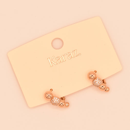 Aretes Esferas Brillantes Oro Rosa
