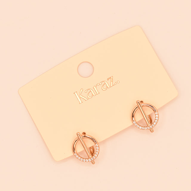 Aretes Círculo Brillante Oro Rosa