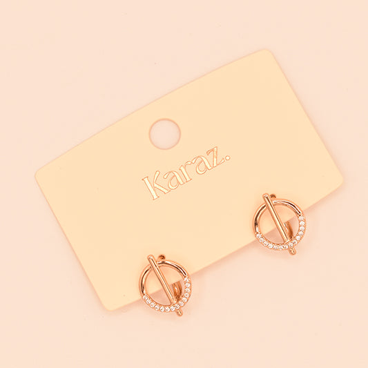 Aretes Círculo Brillante Oro Rosa