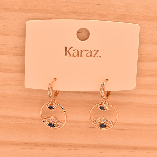 Pendientes Aro Ojo Turco con Circonitas Oro Rosa