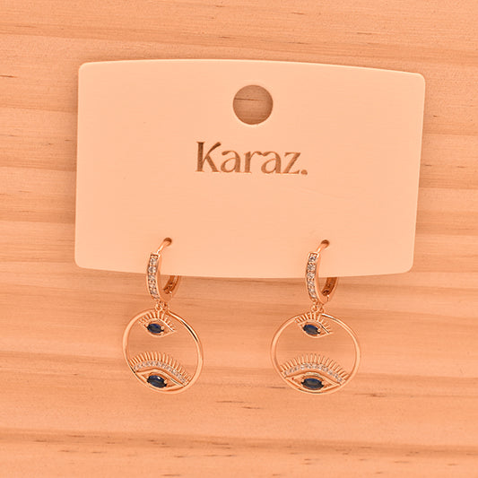 Pendientes Aro Ojo Turco con Circonitas Oro Rosa