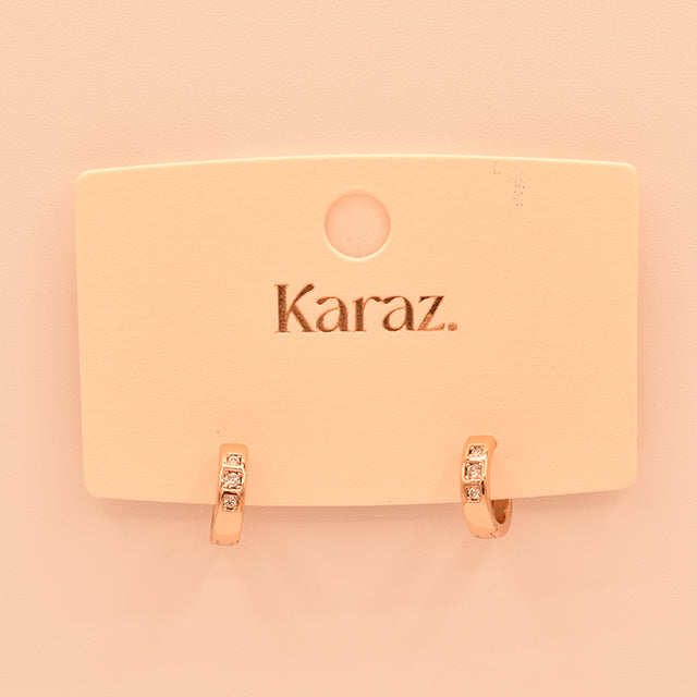 Aretes Mini Aros Brillantes Karaz Oro Rosa