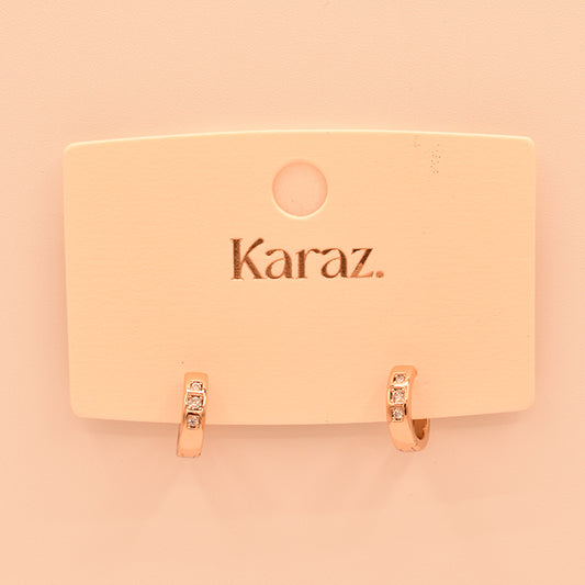 Aretes Mini Aros Brillantes Karaz Oro Rosa