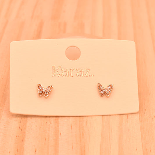 Aretes Mariposa Brillante Oro Rosa