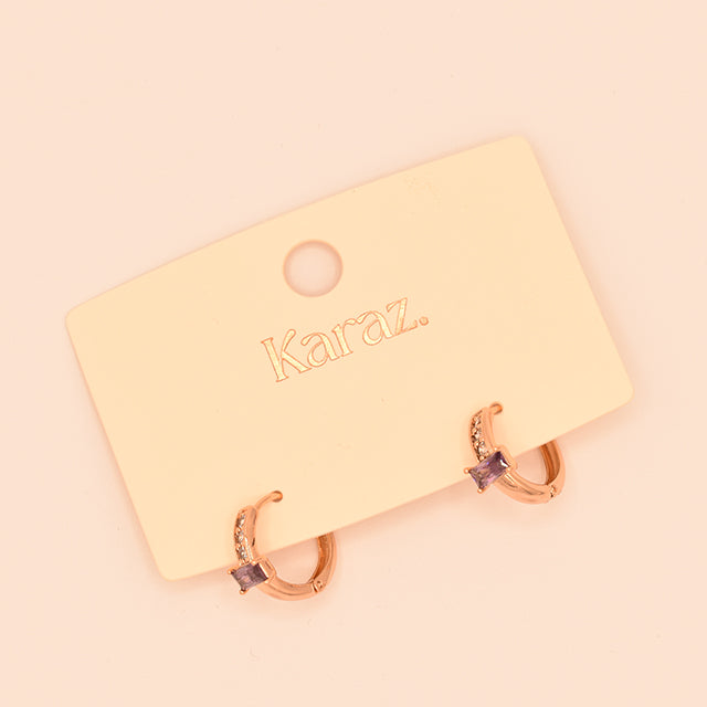 Aros Mini Karaz con Gema Púrpura y Circonitas