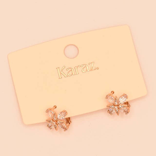 Aretes Mini Aro Florales Brillantes