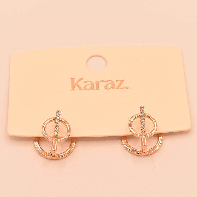 Aretes Doble Aro con Brillo Oro Rosa