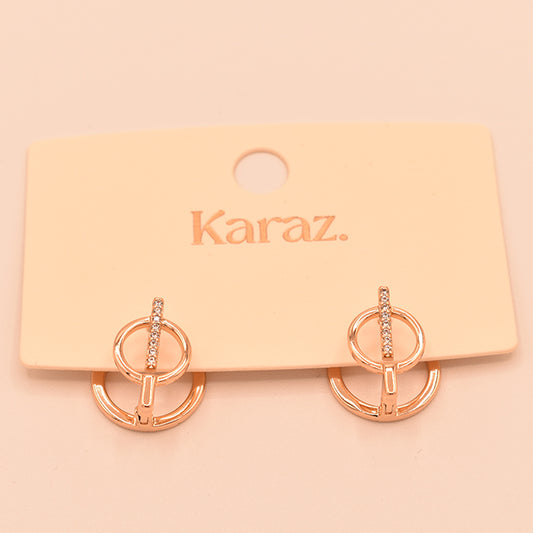 Aretes Doble Aro con Brillo Oro Rosa