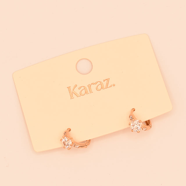 Aros Mini Brillo Oro Rosa con Circonitas