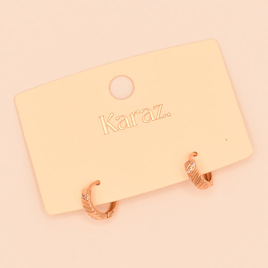 Aros Textura y Brillo Oro Rosa