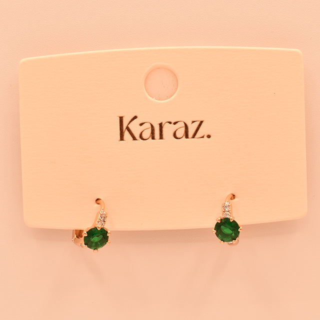 Aretes Mini Aro con Gema Verde