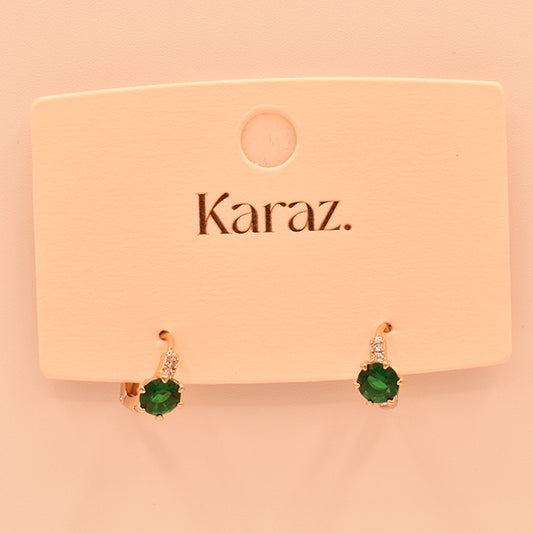 Aretes Mini Aro con Gema Verde