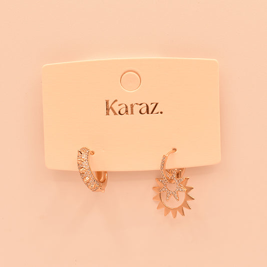 Pendientes Aro Mismatched Sol y Spikes con Brillos