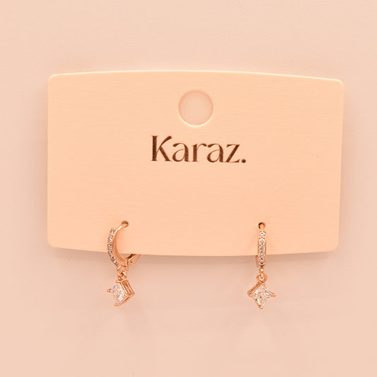 Pendientes Aro Brillo Cuadrado Oro Rosa