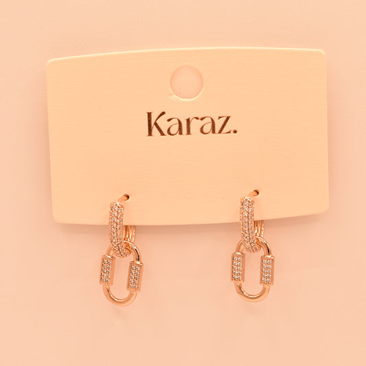 Aretes Eslabón Brillante Oro Rosa