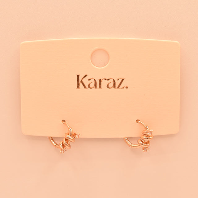 Aretes Aro Espiral Brillante Oro Rosa