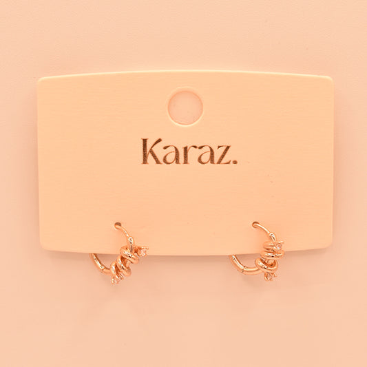 Aretes Aro Espiral Brillante Oro Rosa