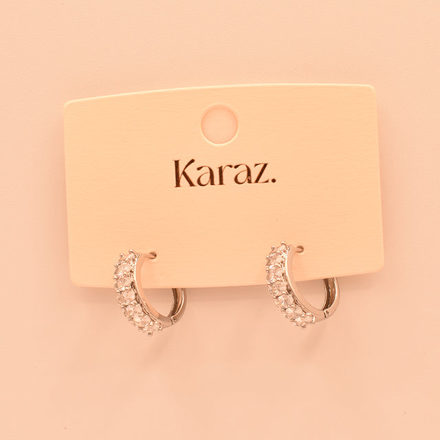 Aros Huggie Brillantes de Plata con Circonitas