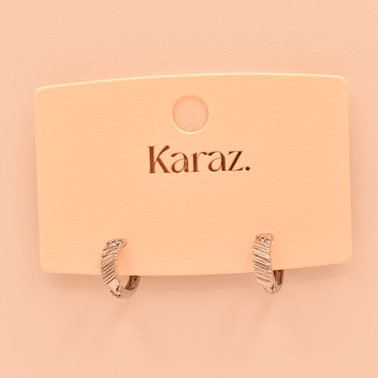 Aretes Aros Mini Textura Rayada Plata