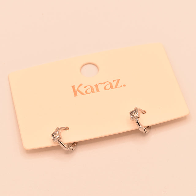 Mini Aros Cuadrados de Plata con Brillo