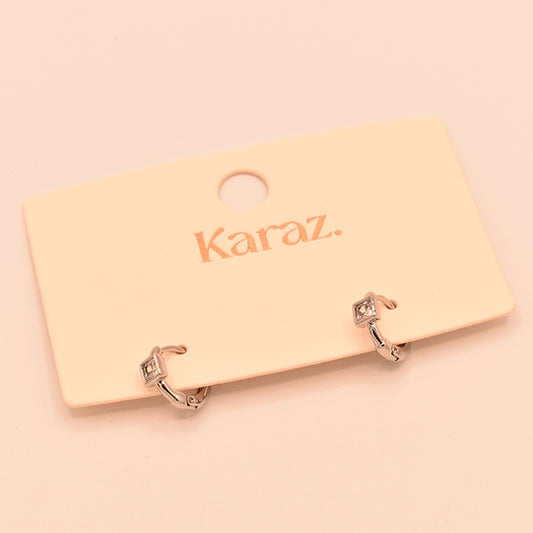 Mini Aros Cuadrados de Plata con Brillo