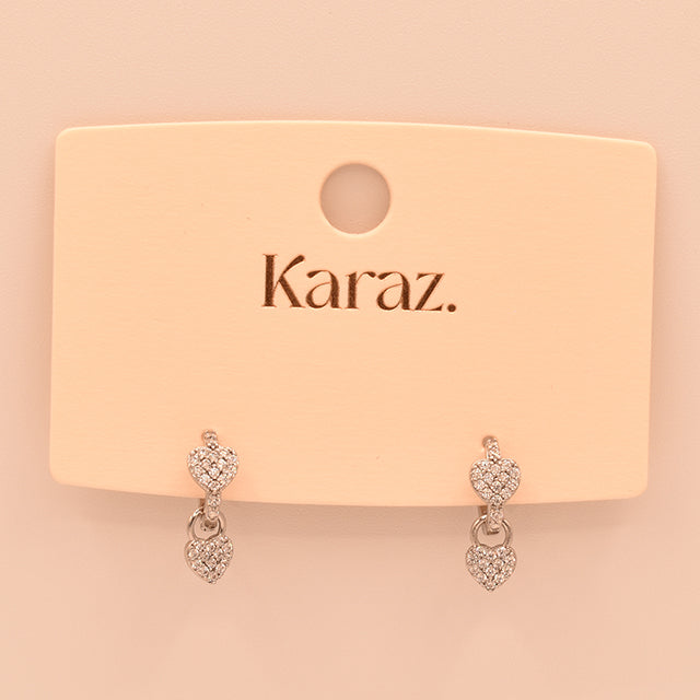 Pendientes Doble Corazón Brillante Karaz