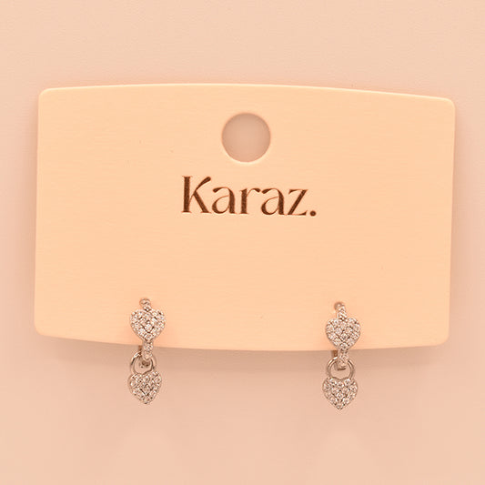 Pendientes Doble Corazón Brillante Karaz
