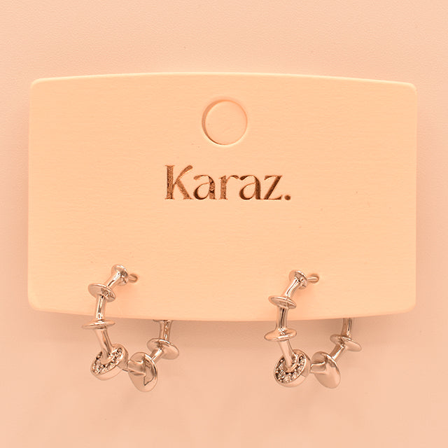 Pendientes Aro Karaz con Detalles Abstractos y Brillo