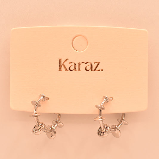 Pendientes Aro Karaz con Detalles Abstractos y Brillo