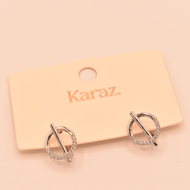 Aretes Círculo y Barra con Brillo
