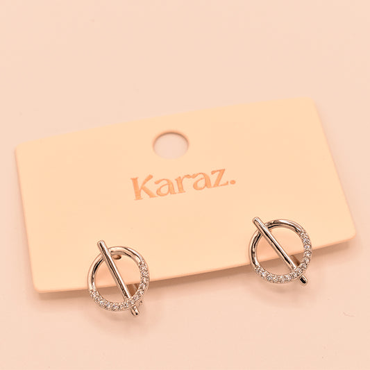 Aretes Círculo y Barra con Brillo
