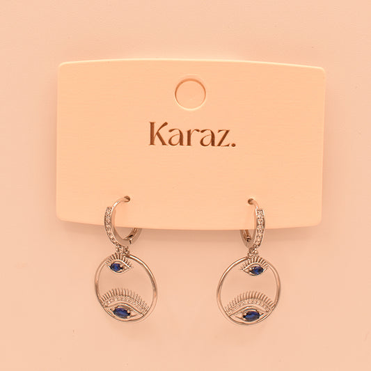 Pendientes Ojo Protector con Circonitas y Zafiro Azul
