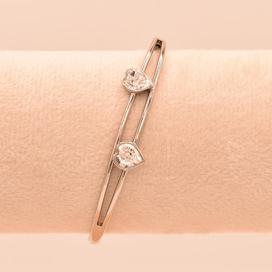 Pulsera Rígida Corazones Brillantes
