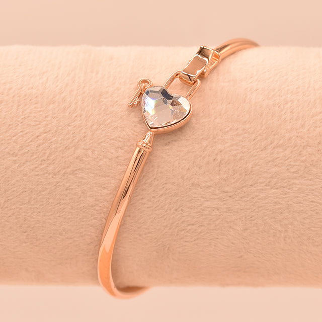 Pulsera Candado Corazón con Llave y Cristal
