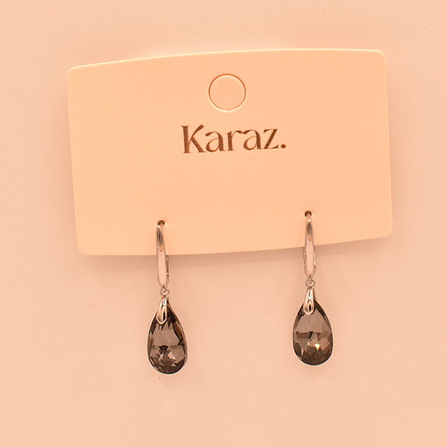 Aretes Karaz Lágrima de Cristal Ahumado