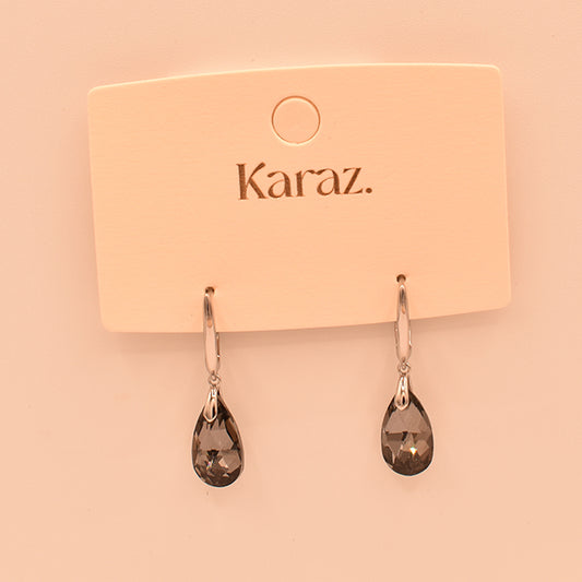 Aretes Karaz Lágrima de Cristal Ahumado