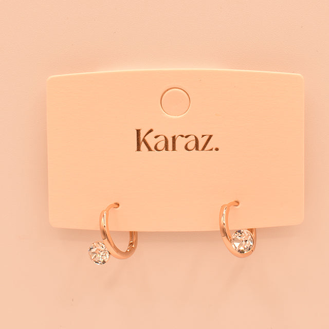 Aretes Mini Aro con Cristal Brillante