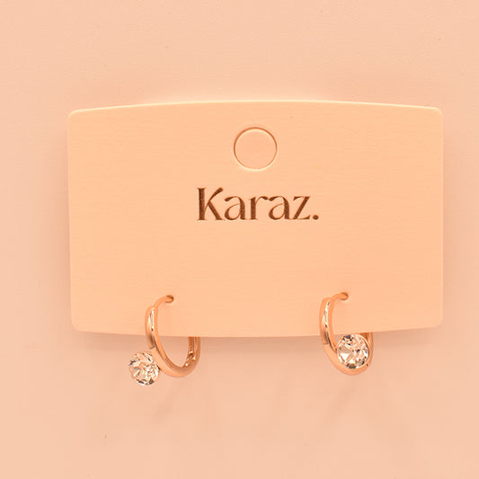 Aretes Mini Aro con Cristal Brillante
