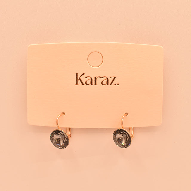 Pendientes Karaz de Cristal Gris y Oro Rosa