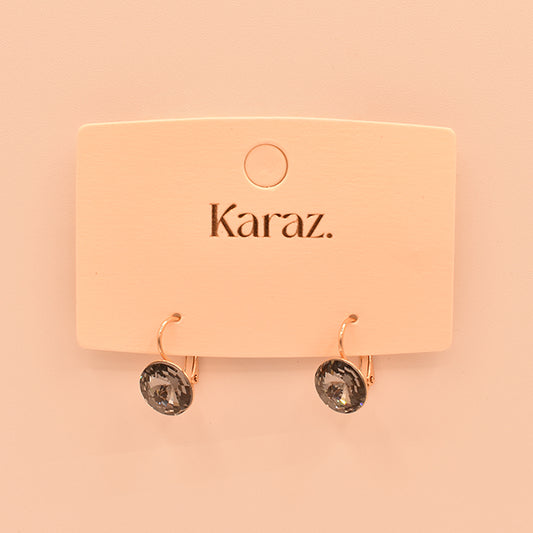 Pendientes Karaz de Cristal Gris y Oro Rosa