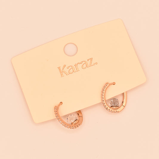 Aros Brillo Interno Oro Rosa con Cristal
