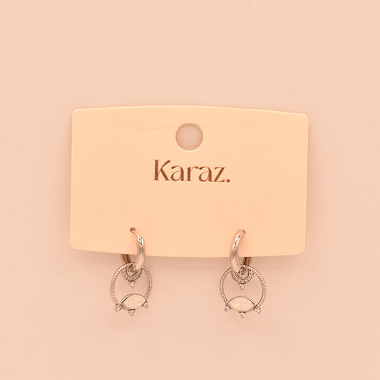Aretes Colgantes Karaz con Piedra Opalescente y Cristales