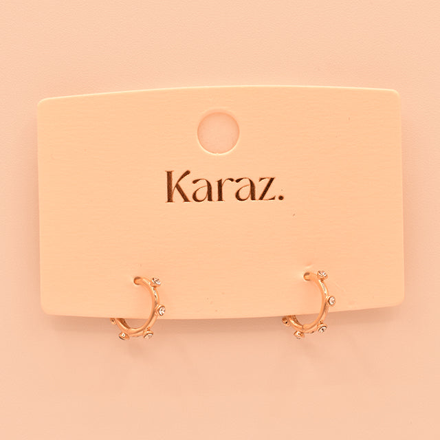 Pendientes Mini Aro Brillantes Oro Rosa