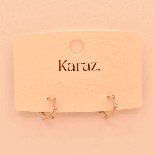 Pendientes Mini Aro Brillantes Oro Rosa