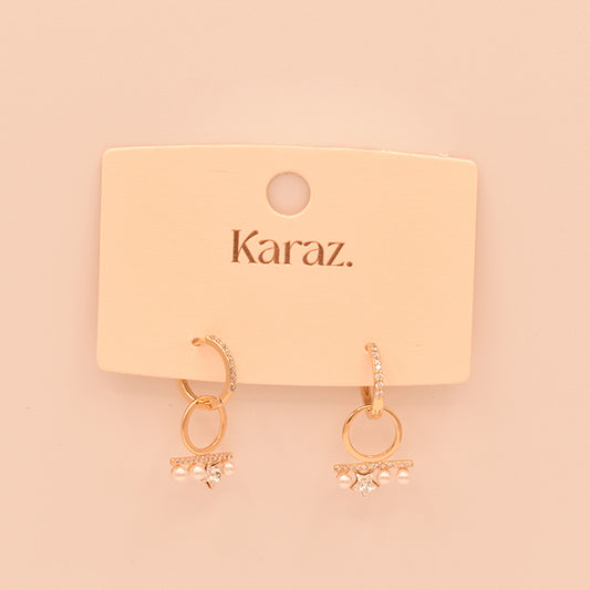 Pendientes Aro con Perlas y Estrella Brillante