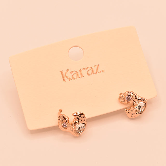 Aretes Corazón Orgánico con Cristales
