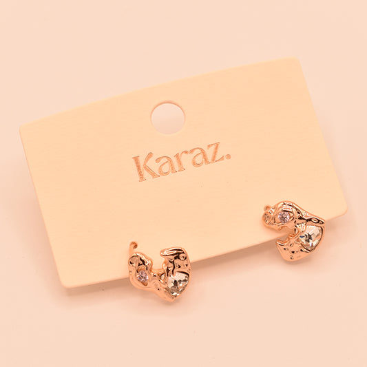 Aretes Corazón Orgánico con Cristales