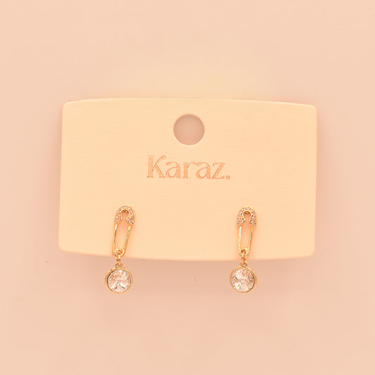 Aretes Imperdible con Cristal Dangle