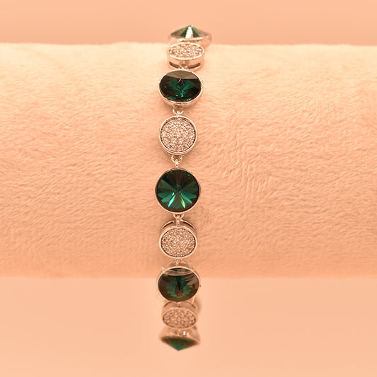 Pulsera Elegancia Esmeralda y Brillo