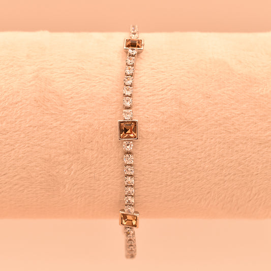 Pulsera Tennis con Cristales Ámbar y Brillantes